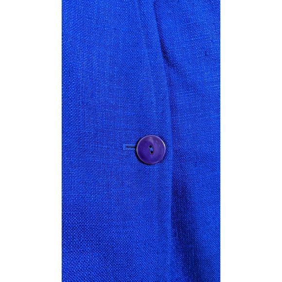 Blue Blazer Size 10 Vintage Rayon Single Button Blazer Liz Claiborne - Picture 4 of 12